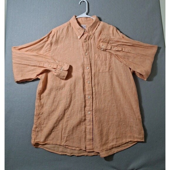 Brooks Brothers Shirt Men Madison Fit XL 100% Irsh Linen Long Sleeve Casual 1818 - Picture 1 of 6